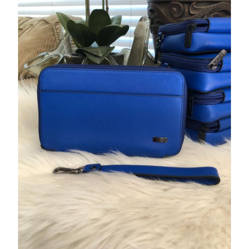 TUMI TRAVEL WALLET MEN POUCH, BIRU