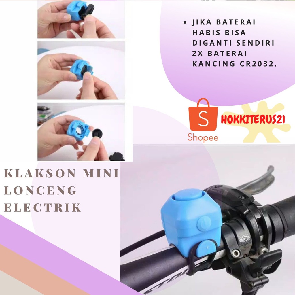 hokkiterus21 Bel sepeda elektrik klackson silicon tahan air hujan 5 nada dering bicycle horn