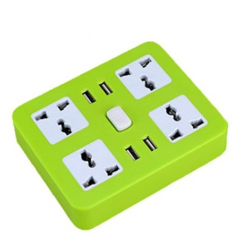 Stop kontak dengan 4 outlet 4 USB Multifungsi kabel 2meter