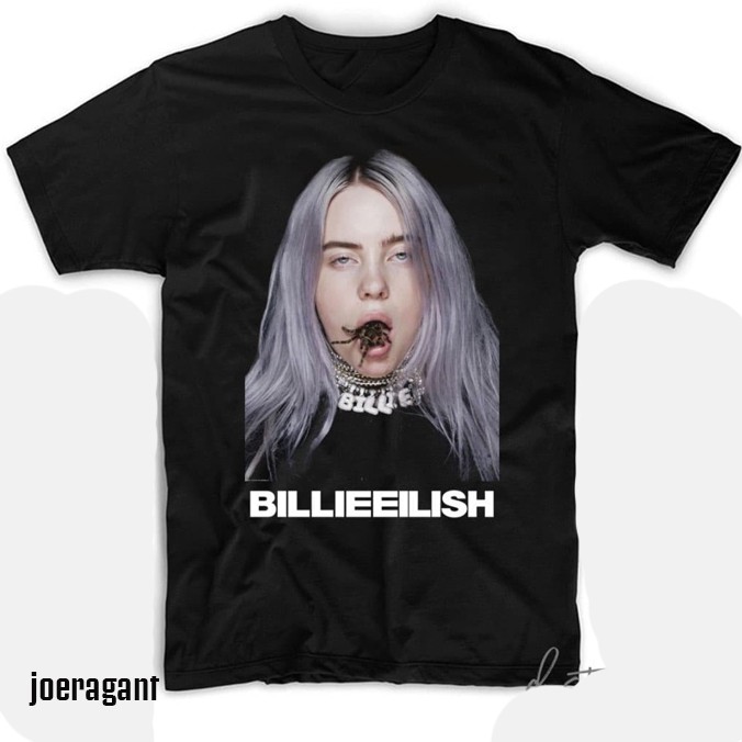Kaos Tshirt Baju Combed 30S Distro Musik BILLIE EILISH - SPIDER MOUTH kaos custom pria wanita