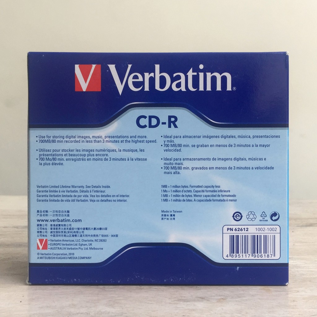 CD-R Verbatim Single Pack (10 pcs) 52X 700 MB Slim Case