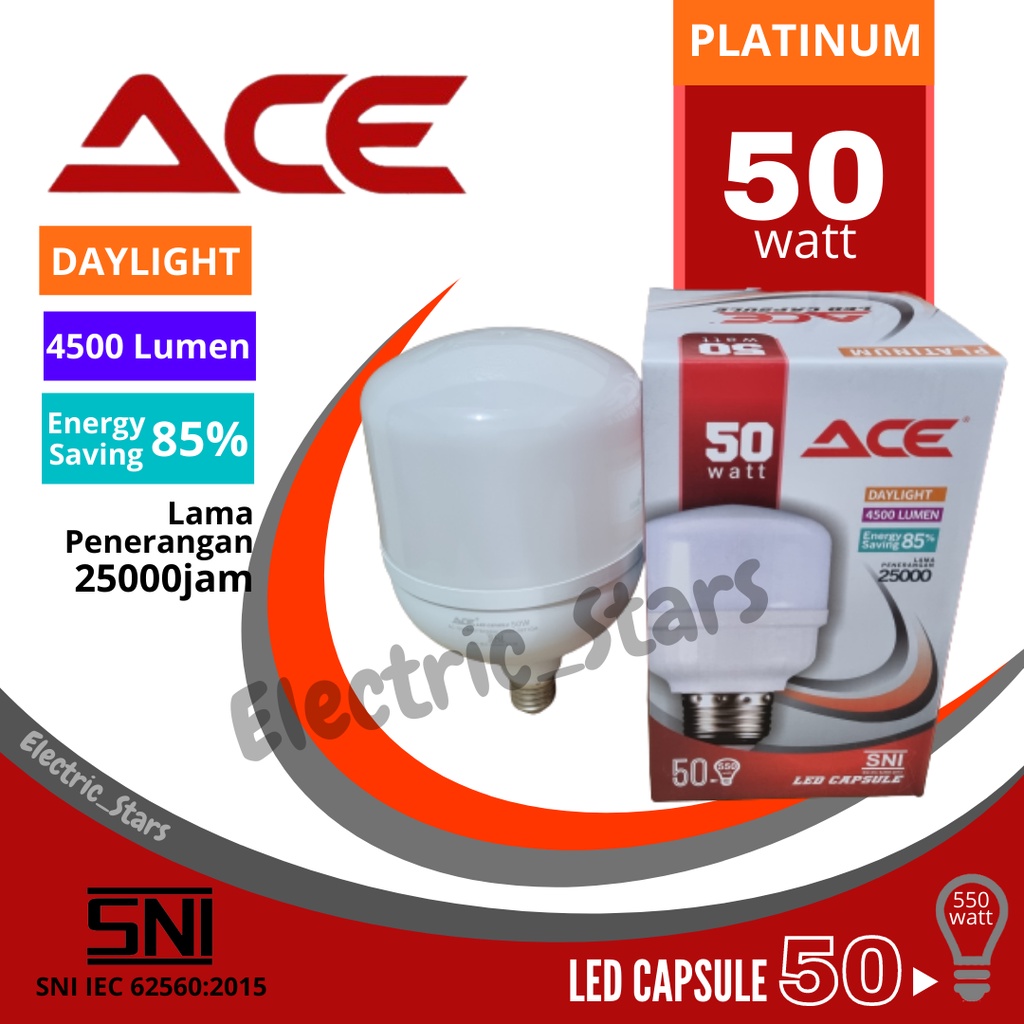 Bola Lampu 50 Watt LED Capsule Merk ACE