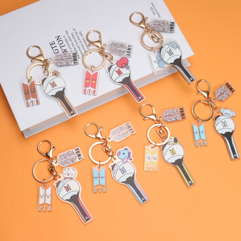 Bts ARMY Gantungan Kunci Lucu Kartun Keliling Liontin Aksesoris Acrylic Keychain In Stock New Arrival