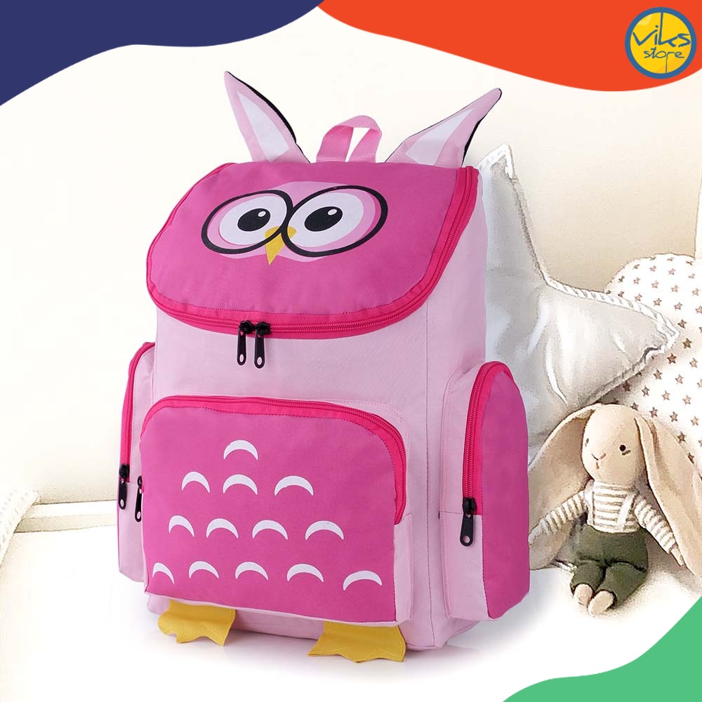 Tas Sekolah Anak Laki Perempuan Tk Sd Paud Tas Ransel Bahu Tas Karakter Binatang Hewan Lucu Backpack Premium Owl