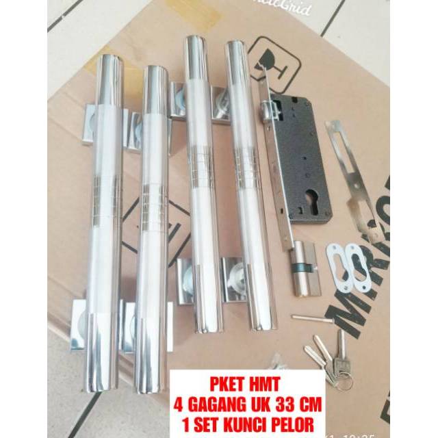 Pket hmt komplit murah kunci pintu 4 pcs pH ss UK 33 cm + 1 set kunci pelor kunci pintu minmlis