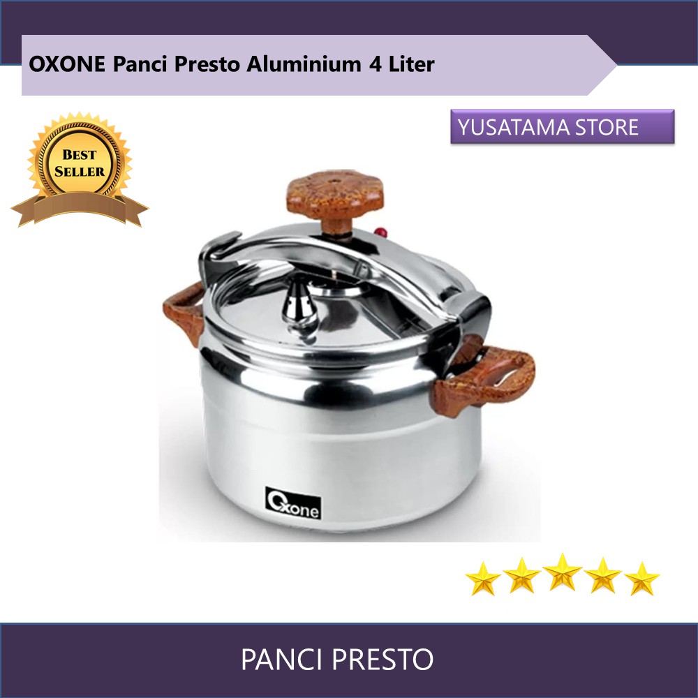 panci presto pelunak daging alumunium pegangan kayu murah awet oxone 4 liter OX-2004