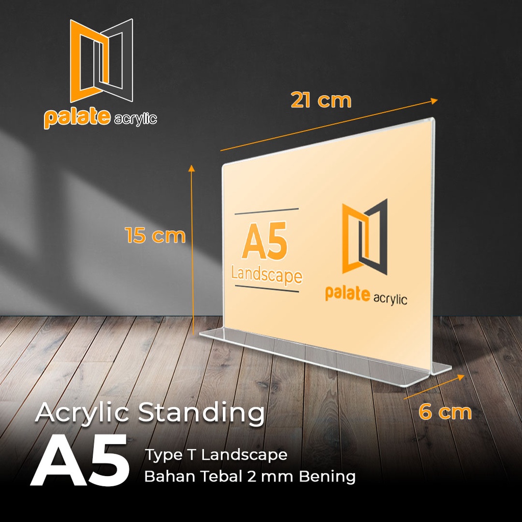AKRILIK TENT HOLDER A5 T LANDSCAPE - 2MM STANDARD