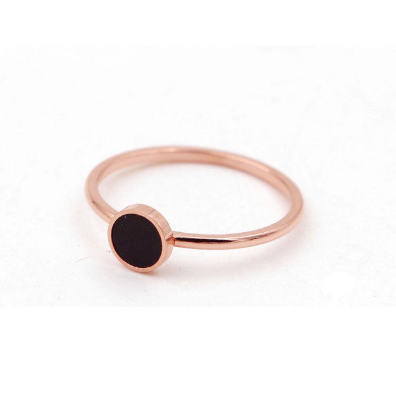 ★ODS★K35 Cincin minimalis bulat hitam polos wanita