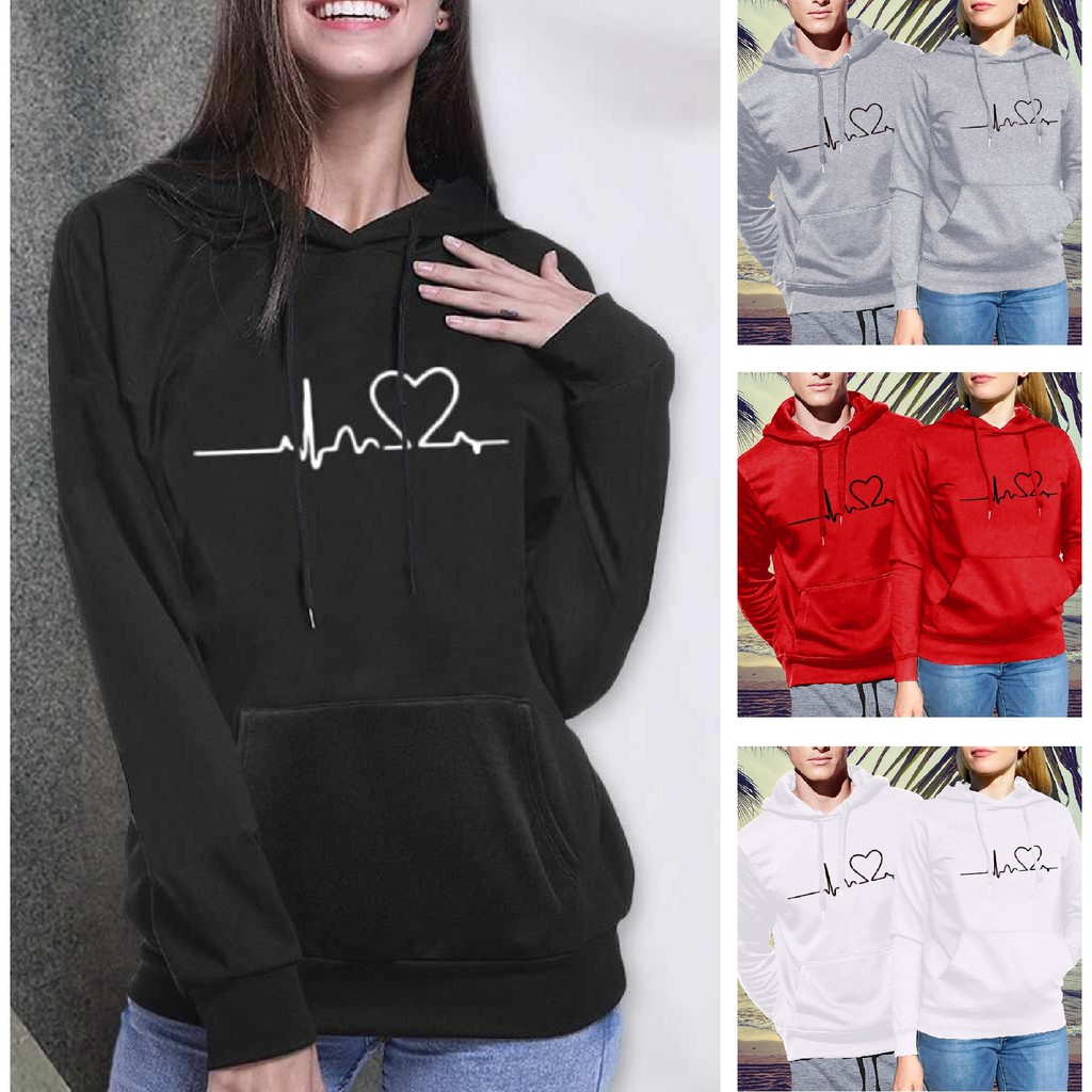 FenishaStore Sweater Hoodie  Pria Dan Wanita LOVER HEART Kantong Depan Bisa Bayar Ditempat COD