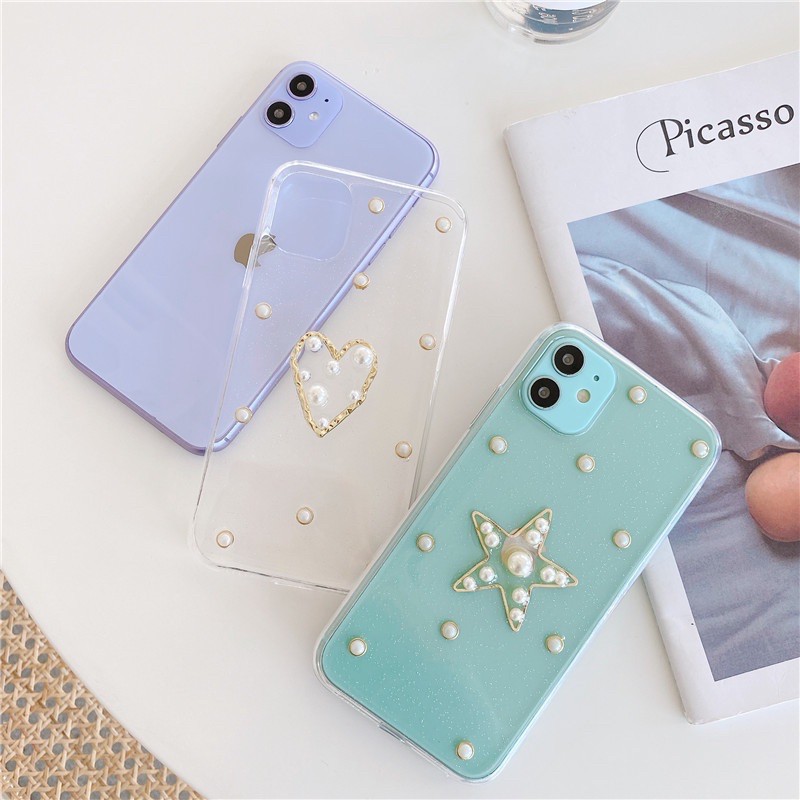 STAR / LOVE PEARL CASE IPHONE OPPO Reno 4 5 4f 5f Samsung A51 a52 a32 a72 M02 A02 A02 Xiaomi 11 9 8