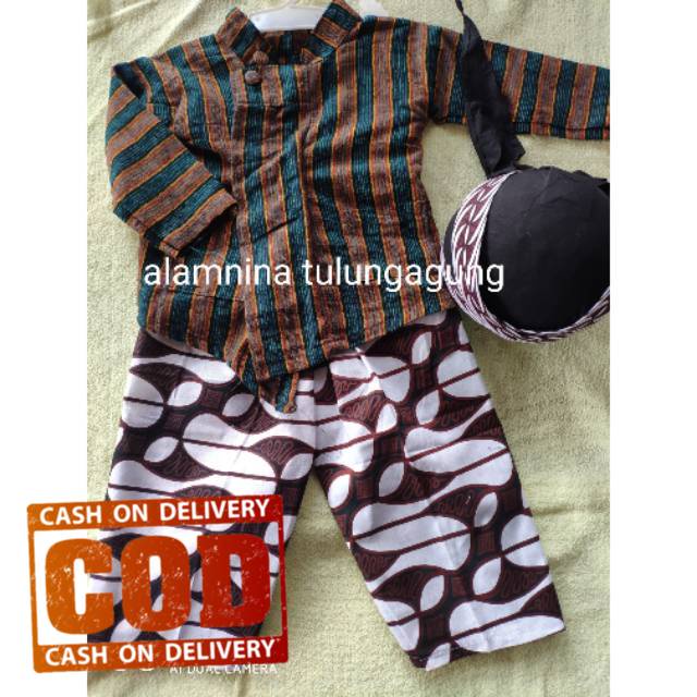 kebaya wanita Baju Surjan Jawa Anak Laki Laki Setelan surjan sorjan lurik celana batik - barongan pe
