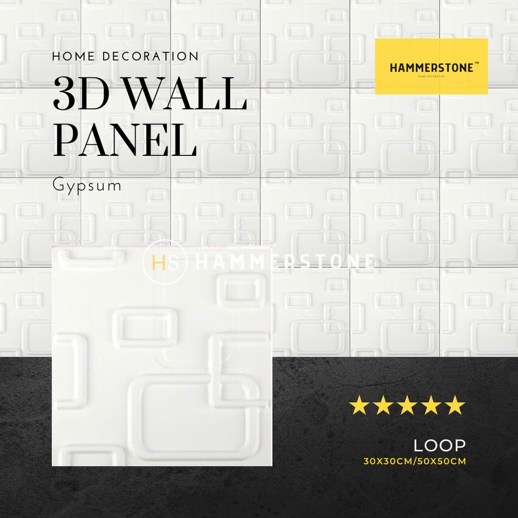 3D Wallpanel Gypsum Semen Loop 30x30cm/Wall Decoration/Dekorasi Dinding/Interior/Eksterior/Ornamen Dinding/Ornamen Beton/Ornamen Gypsum/Wall Panel 3D Dinding/Hammerstone