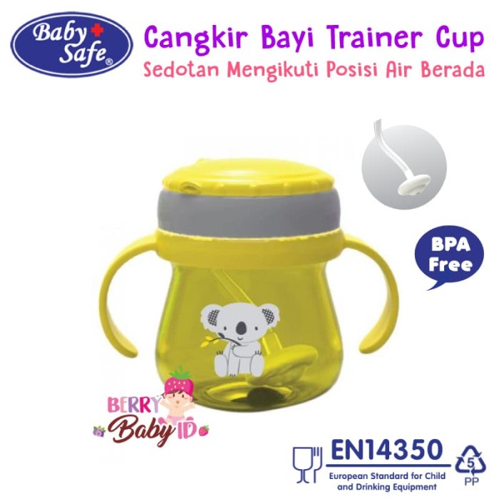 NEW Baby Safe Trainer Cup Weighted Straw - Tempat Minum Bayi Sedotan 6m+ - Kuning