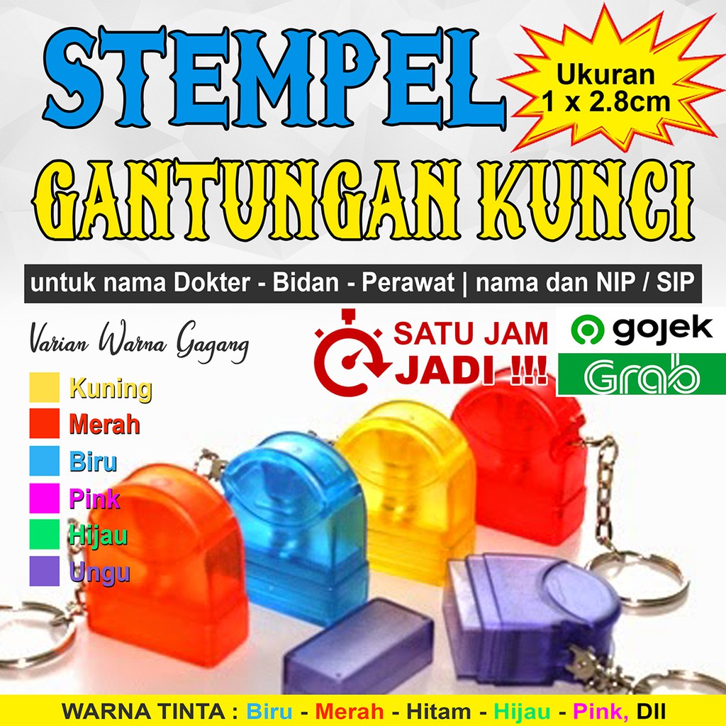 

STEMPEL BIDAN, DOKTER, APOTEKER, JABATAN, NO HP. FLASH WARNA OTOMATIS GANTUNGAN TRNSPRAN 10x28mm