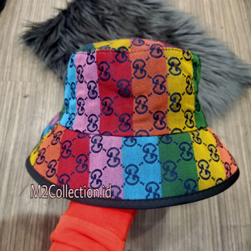 Topi Bucket Hat Gucci Rainbow Topi Premium Quality