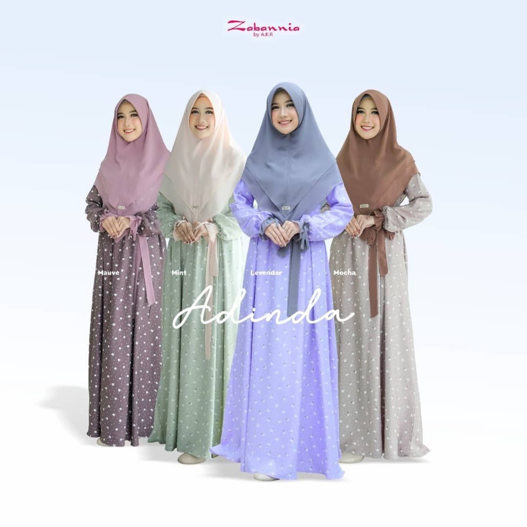 ADINDA DRESS ORIGINAL BY ZABANNIA BAJU GAMIS BUSANA MUSLIM WANITA DEWASA BUSUI SET HIJAB KHIMAR PASH