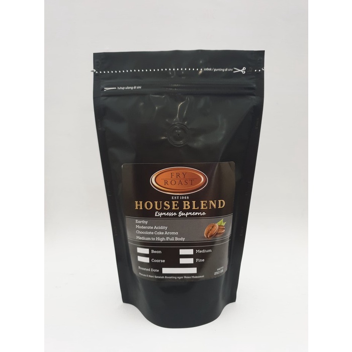 

DISKON - (BISA COD) KOPI ARABIKA/ROBUSTA BLEND ESPRESSO SUPREMO (BIJI/BUBUK) 250 GRAM - BIJI