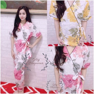 Kimono katun jepang baju tidur wanita celana panjang Kimono katun jepang baju tidur wanita celana panjang