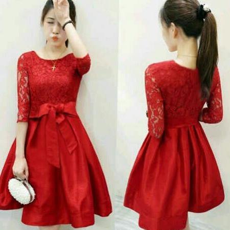 MARRY DRESS BRUKAT MERAH MINI DRESS BAJU NATAL REMAJA