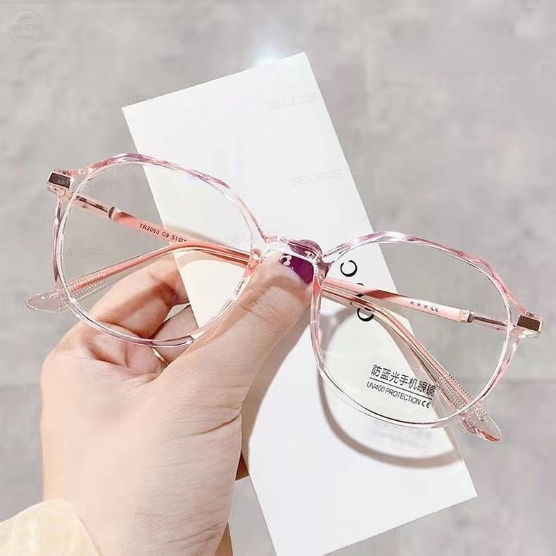Kacamata Optik Lensa Bulat Transparan Anti Radiasi Komputer Gaya Korea Untuk Pria Dan Wanita