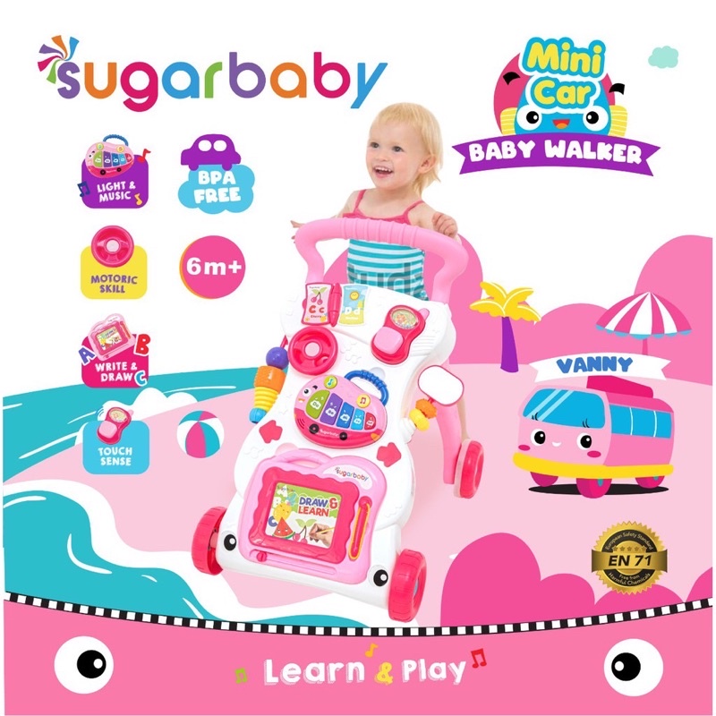 SUGAR BABY - PUSH WALKER MINI CAR - Sugarbaby Baby Push Walker - Mainan Kereta Dorong Anak Bayi