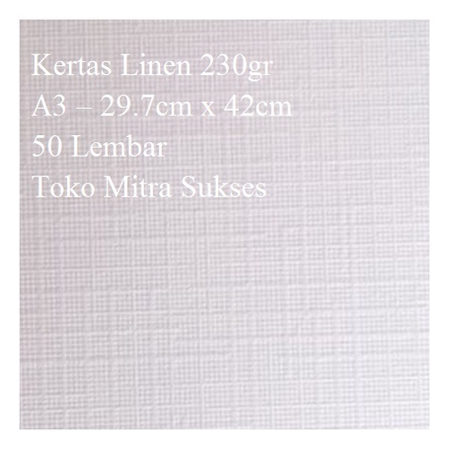 

A3 50 Lembar Kertas Linen 230 gsm A3 isi 50 Lembar