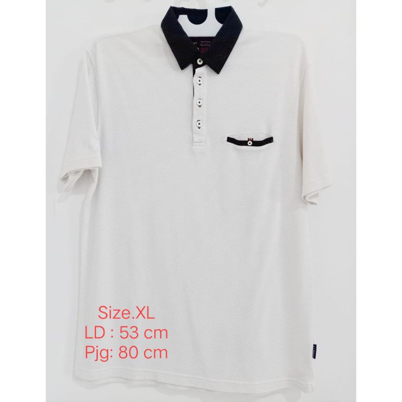 ARNETT Polo Shirt Pria Off White Size XL