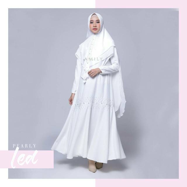 Pearly Dress White by Amily Hijab (Gamis putih idul adha)