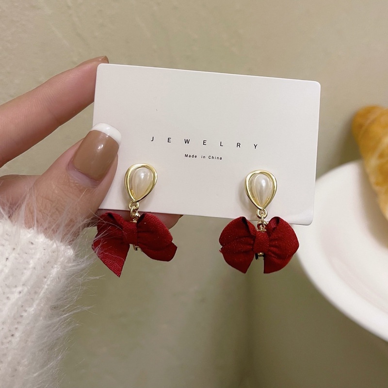 Anting Tusuk Sterling Silver 925 Model Pita Merah Vintage Untuk Wanita