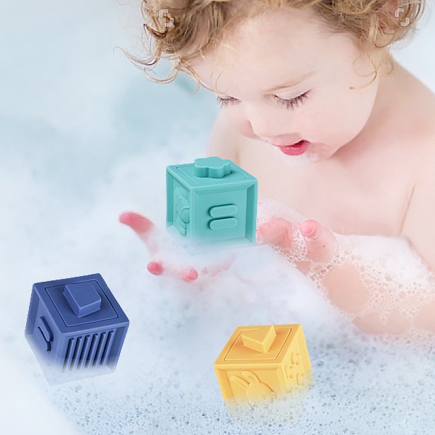 Baby tots soft building blocks shape sorter mainan bayi balok karet