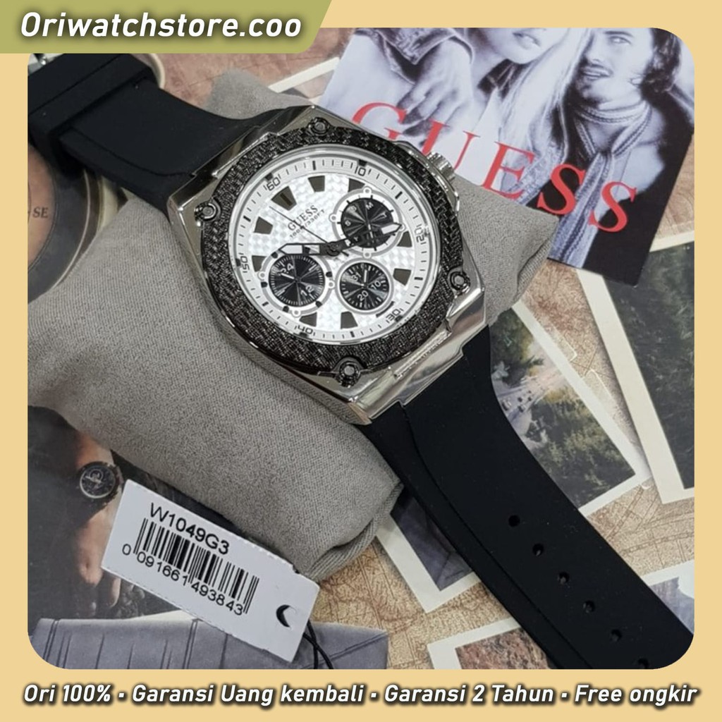 TERLARIS GUESS ORIGINAL GARANSI JAM TANGAN PRIA W1049G3 STRAP RUBBER
