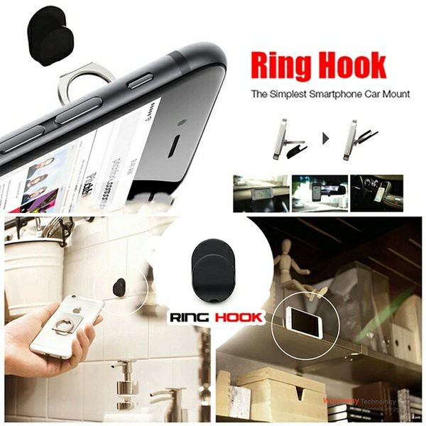 Ring Hook Holder Sticker Paste For Handphone On Dashboard Mobil / Kaca Mobil