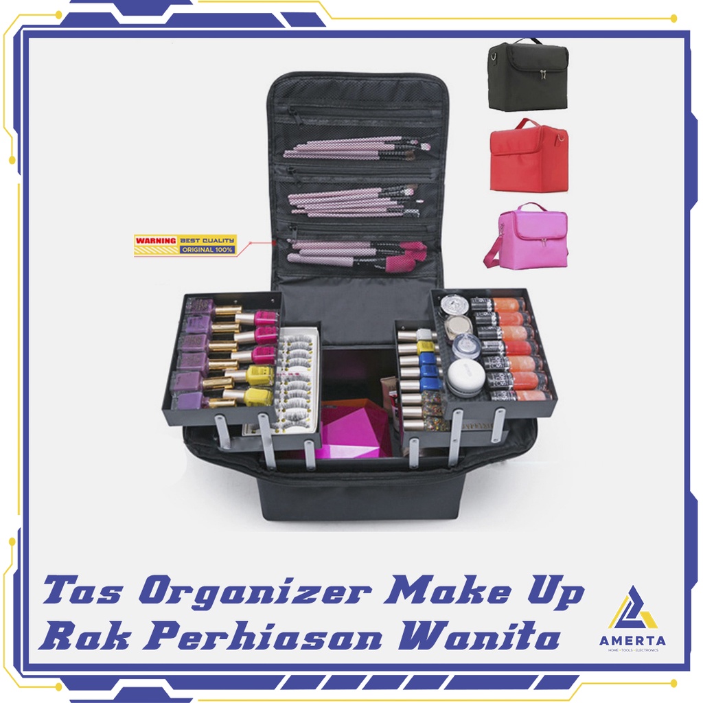 DIREWOLF Tas Organizer Make Up Rak Perhiasan Wanita Hitam