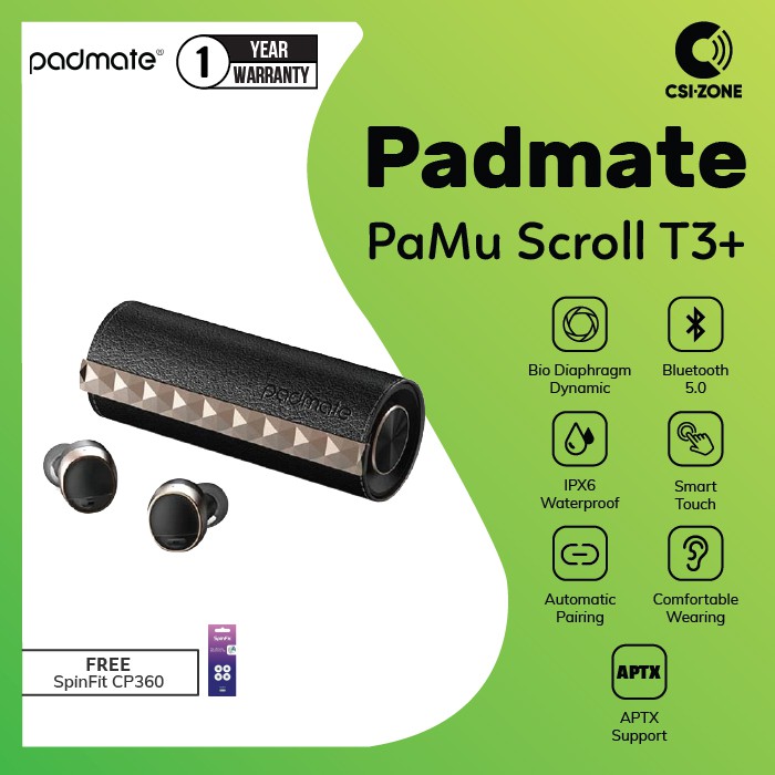 Padmate Pamu Scroll T3+ True Wireless / TWS Earphone