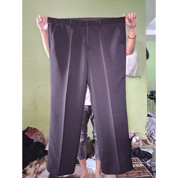 Celana Formal Kerja Kantor STRETCH 5cm Ukuran Jumbo Besar Big Size 37-80 SLIMFIT dan REGULER /STANDAR  Pria Celana Panjang Bahan Semiwoll Hitam berkualitas