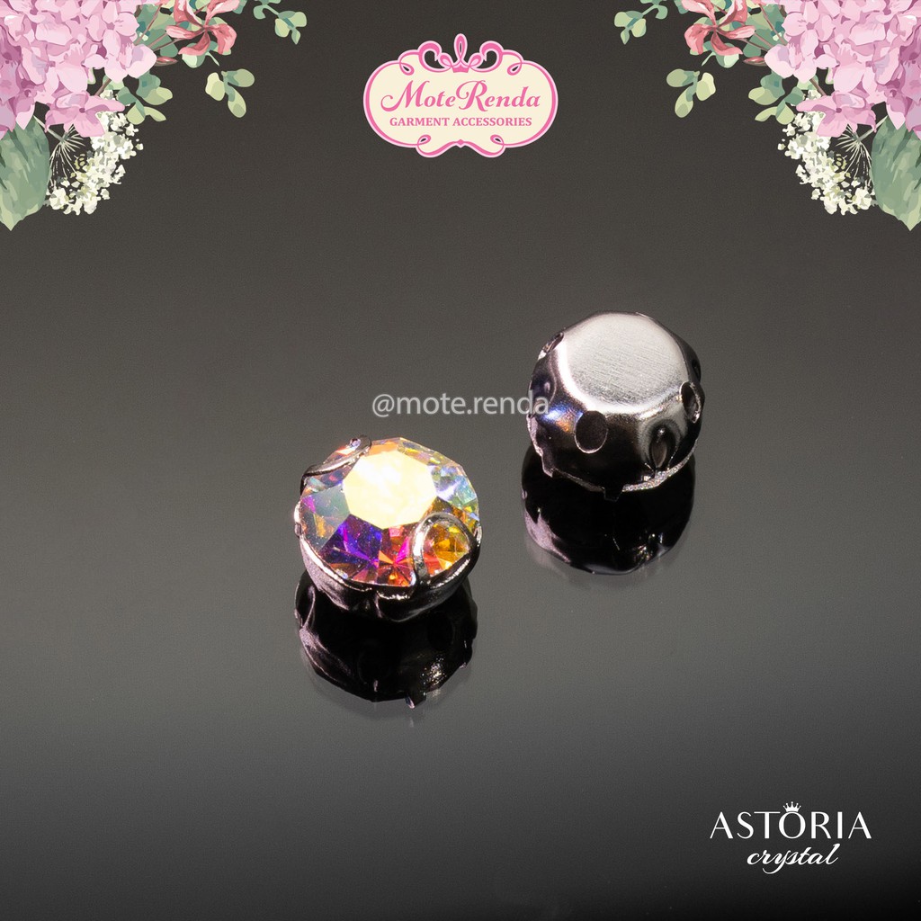 Astoria payet kristal jahit cangkang kaki 2, ab&amp;silver kode 3XMB