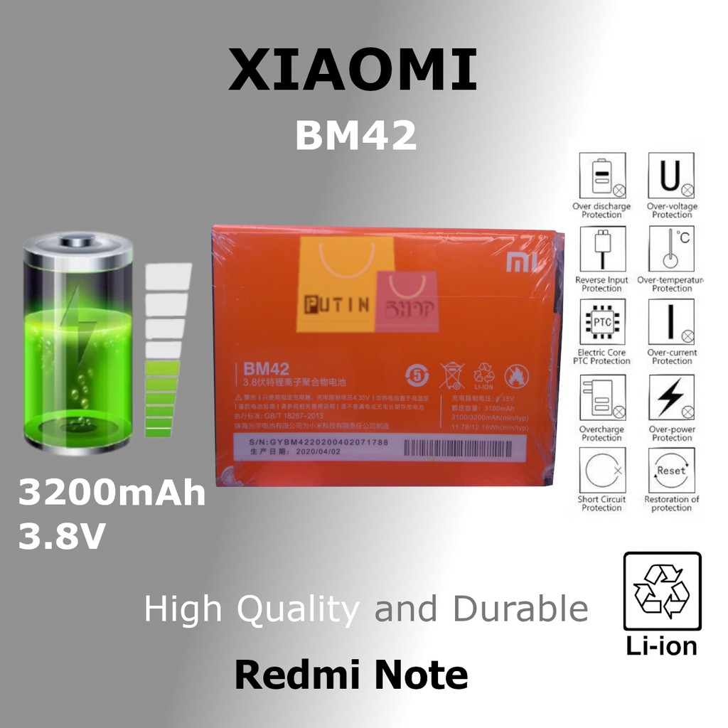 (P) Baterai batre battery Original Xiaomi Redmi Note / BM42