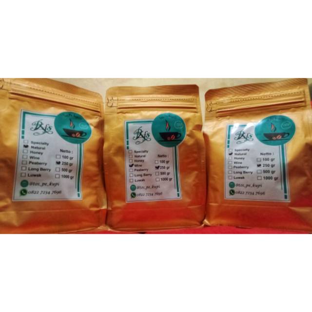 

Bubuk kopi natural dan wine ukuran 250 gram