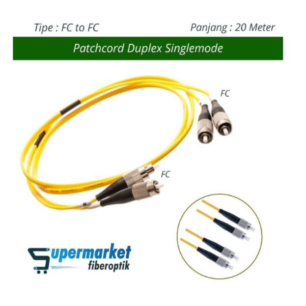 Patchcord Fiber Optik Duplex SingleMode FC to FC Panjang 20 Meter