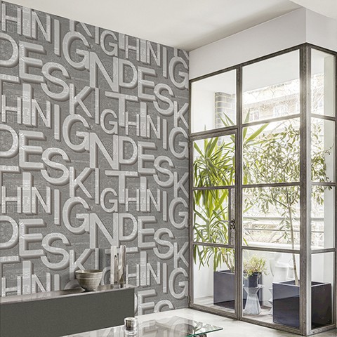 Wallpaper Dinding Korea Roll Besar Motif Abjad 3D Modern Plenus