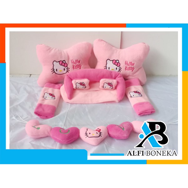 Paket Bantal Mobil dan bantal leher - Bantal sandar Mobil set murah - bantal mobil 6in1 boneka lucu