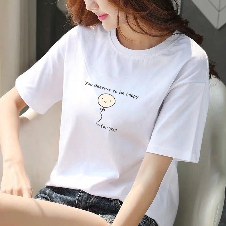 Kaos T shirt Model Longgar Lengan Pendek Gaya Hong Kong Kaos T shirt Model Longgar Lengan Pendek Gaya Hong Kong