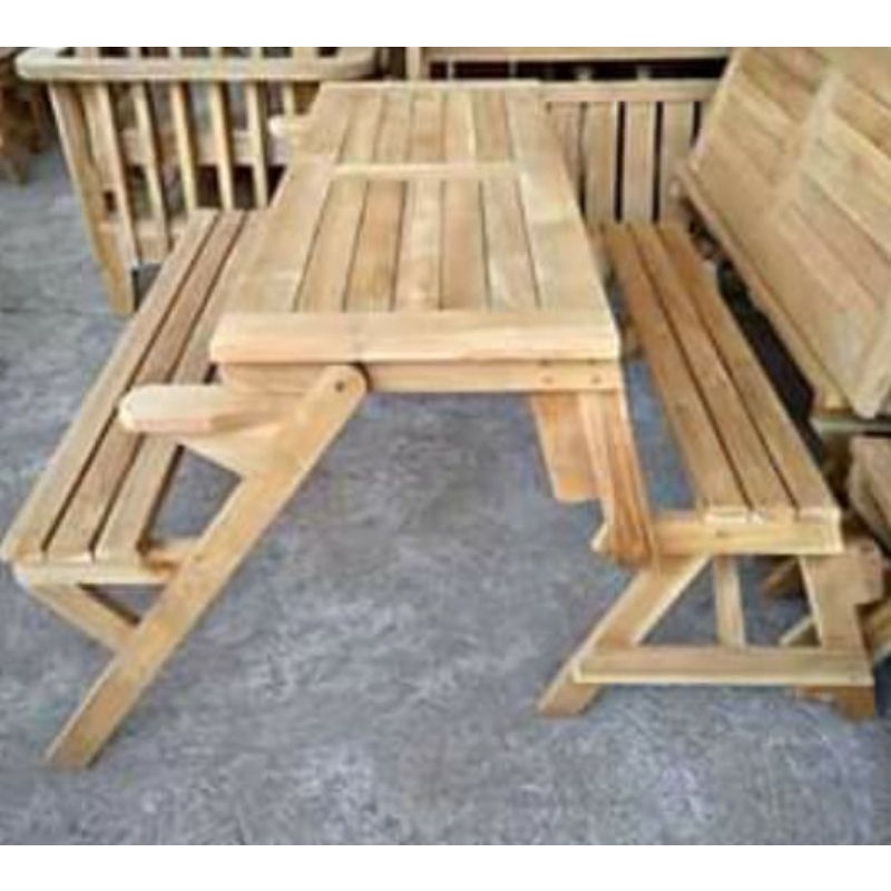 bangku lipat kayu jati multifungsi bangku magic outdoor