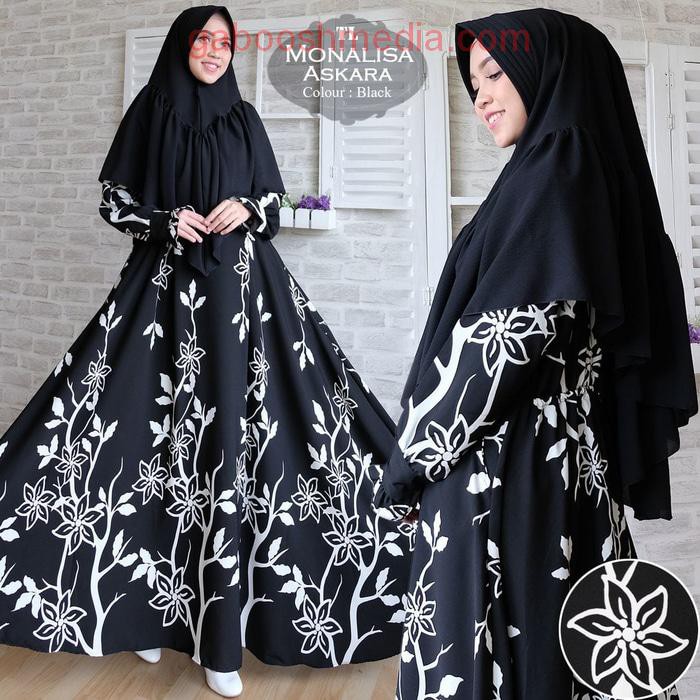 [Syari Monalisa Askara Black TL] gamis wanita monalisa black
