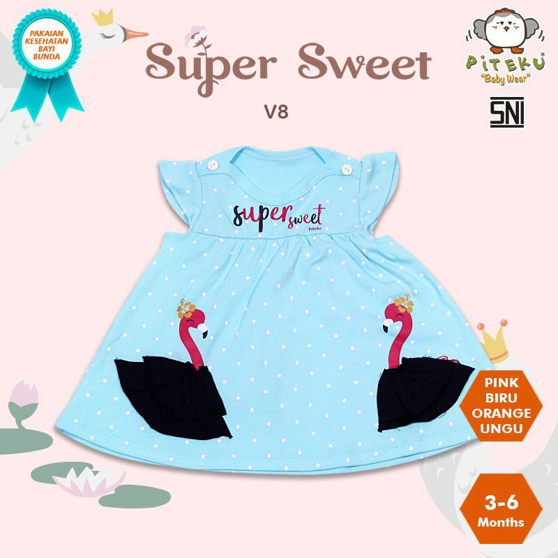 PITEKU 3 6 Bulan Baju Bayi Perempuan Dress V8 SUPERSWEET PITEKU 3 6 Bulan Baju Bayi Perempuan Dress V8 SUPERSWEET