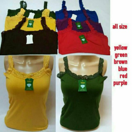 BEE - Tanktop Renda Polos Ukuran XL / Tanktop Wanita Renda Bycra-4