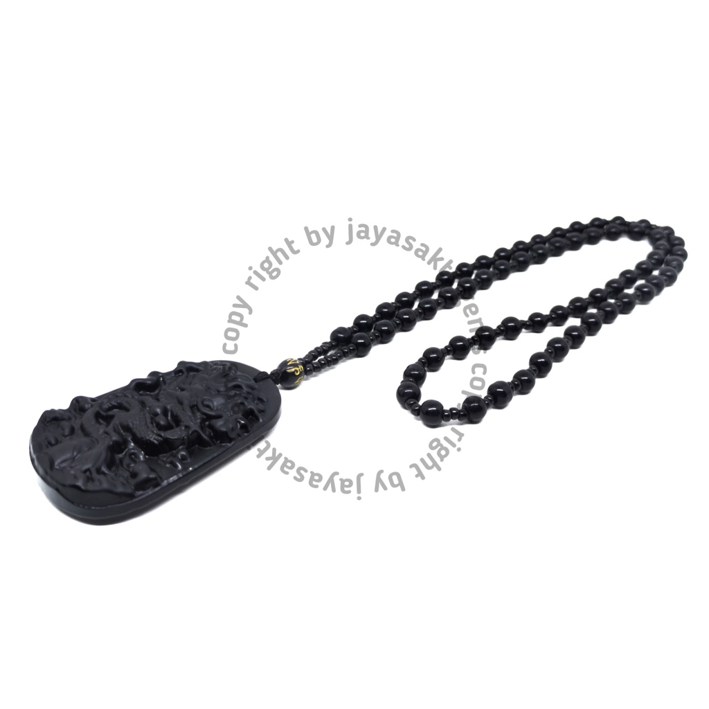 Kalung Liontin Batu Giok Hitam Motif Naga