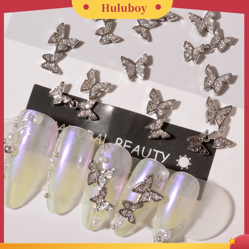 Huluboy Huluboy♡ Butterfly Stud Kuku Bentuk Kupu-Kupu Bahan Cubic Zirconia Untuk Dekorasi Manicure