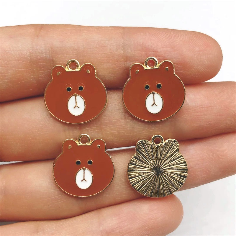 4pcs Liontin Enamel Bentuk Hewan Kuda Monyet Beruang Bahan Alloy Charms