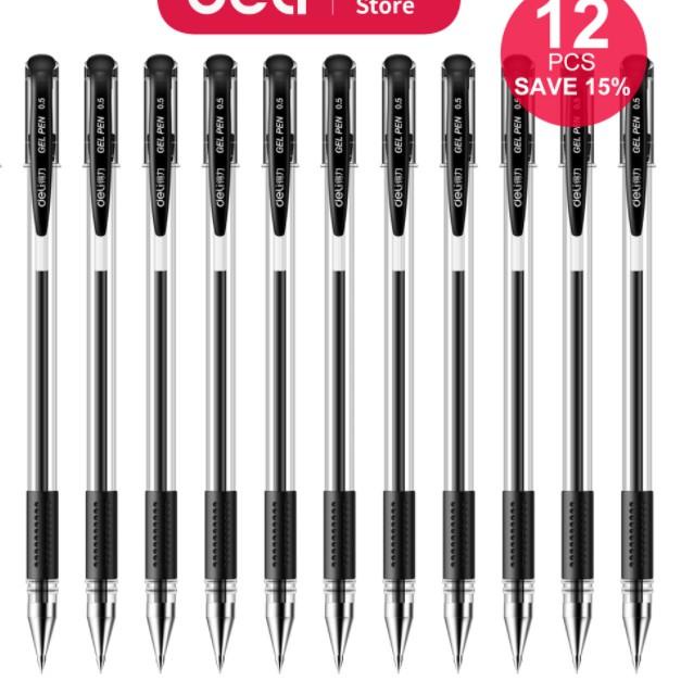 

Laris IEGFE Deli Gel Pen / Pulpen Gel Capable/Retractable 0.5 mm Isi 12 pcs Hitam/Biru/Merah 6600ES